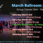 March Weekly Ballroom Dance Party and Classes