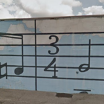 Musical note mural