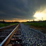John Holliger: Sunrise in Gallion, when the light strikes the rails just right