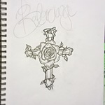 Tezcustomz: Rose In Cross Drawing